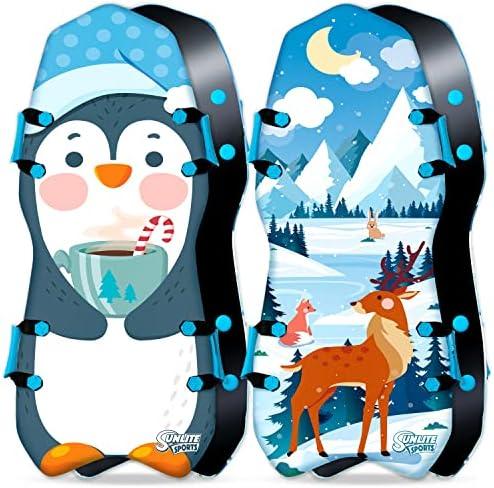 Sunlite Sports 45” Snow Sled – Foldable or Foam Style Toboggan for Kids & Adults, Reinforced Bottom, Durable Stitching & Ergonomic Handles – Lightweight & Portable Winter Sled