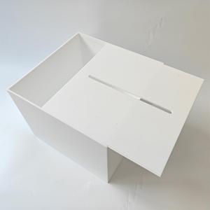 White Acrylic Card Box w/Slot, Thick DIY Wedding Box Blank No Print, Large 10x10x7 in, for Reception Decoration Fundraiser Money Box Election Ballot Graduation Keepsake Party Favor