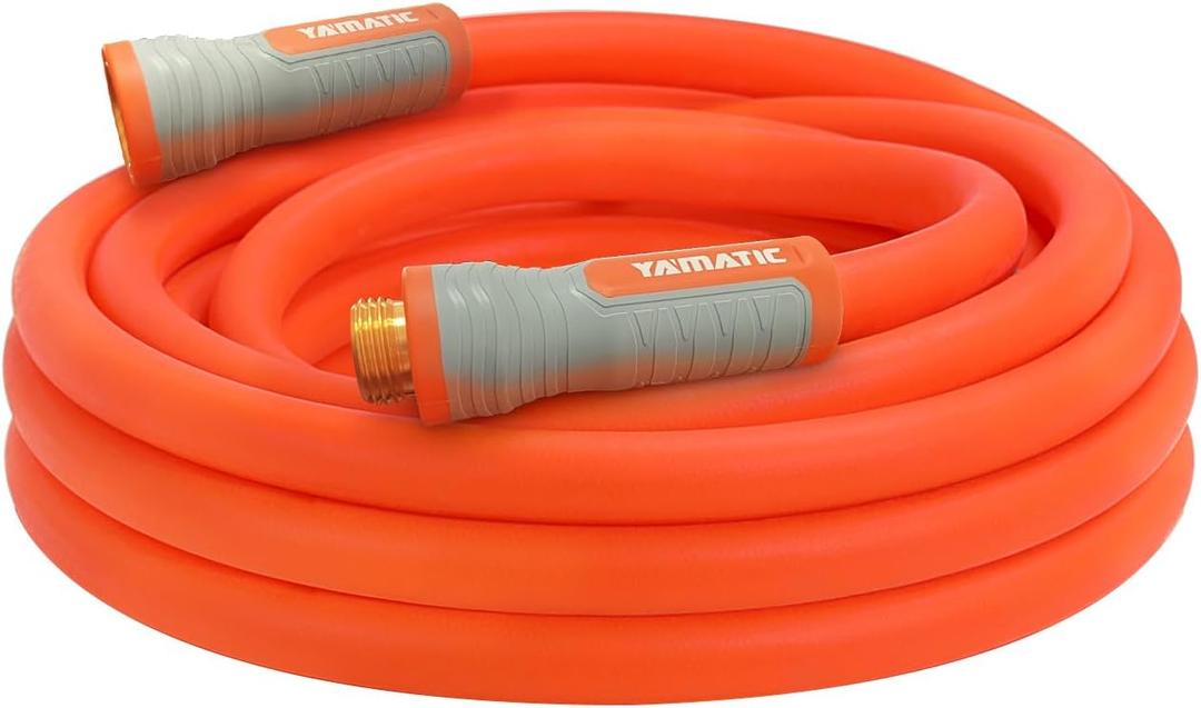 YAMATIC Heavy Duty Garden Hose 5/8 in x 30 ft with Swivel Fitting, Super Flexible Water Hose, All-weather, Lightweight, Burst 600 PSI (Orange)