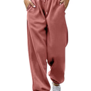 Womens Work Pants Bottom Sweatpants Joggers Pants Workout High Waisted Yoga Pants with Pockets for Women With Drawstring, Brick Red S