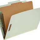 Amazon Basics Classification File Folders, 1 Divider, 2-Inch Embedded Fasteners, Letter Size for Documents, Light Green, 10-Pack