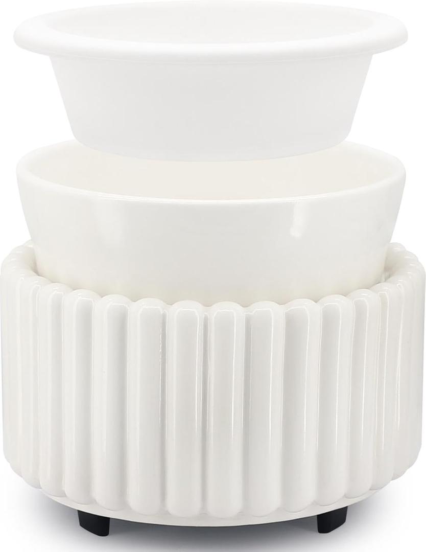 Ceramic Wax Melt Warmer with 1 pc Silicone Dish Candle Warmer for Scented Wax Electric Fragrance Burner for Home, Office, Bedroom - Gift & Dcor
