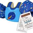 BLUEMARS USCG Toddler Life Jacket Swim Vest for Age 1/2/3/4/5/6 Years Old, Coast Guard Approved Toddler Floaties for Pool Swimming, Boating, Kids Arm Water Wings for Children 30-50 lbs (Rocket)