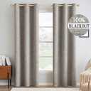 MIULEE 100% Blackout Linen Textured Curtains for Bedroom Solid Thermal Insulated Warm Taupe Grommet Room Darkening Curtains & Drapes Luxury Decor for Living Room Nursery 42 x 90 Inch (2 Panels)