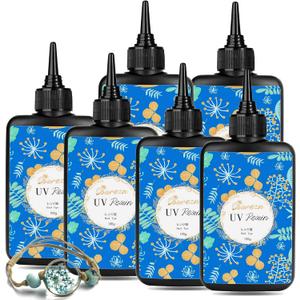 Bsrezn 600g UV Resin Hard, Crystal Clear Premixed UV Glue for Jewelry Making (100g x 6)