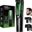 Premium Beard Trimmer for Men, Men's Vacuum Electric Shaver Kit, 20 Levels Adjustable, Wet/Dry Shaver, Upgraded Stainless Steel Ceramic Blade Heads for Precision Facial Hair, Christmas Gifts for Men (Black)