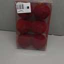 Senjie 4inch Christmas Tree Ornaments Velvet Balls,6pcs Flocked Decoration Balls Ornaments Sets for Christmas 2025 Red