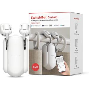 SwitchBot Curtain Smart Electric Motor - Wireless App Automate Timer Control, Add SwitchBot Hub to Make it Compatible with Alexa, Google Home, IFTTT (Rod2.0 Version, White)
