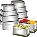 Stainless Steel Food Storage Containers Set of 10,Airtight Leakproof Meal Prep Containers with Lids, Reusable Stackable Lunch Boxes for Food Organization, Freezer & Dishwasher Safe