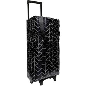 Large Foldable Wheeled Shopping cart, Insulated Waterproof Reusable Grocery Bag, Portable Tote for Supermarket Shopping, Travel & Camping (Black)