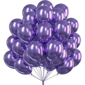 PartyWoo Purple Balloons, 50 pcs Purple Balloons Chrome Purple Balloons for Birthday Party Decorations