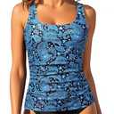 Aqua Eve Tankini Tops for Women Swimwear Top Only Tummy Control Bathing Suit Top No Bottom, Blue Paisley 02 S