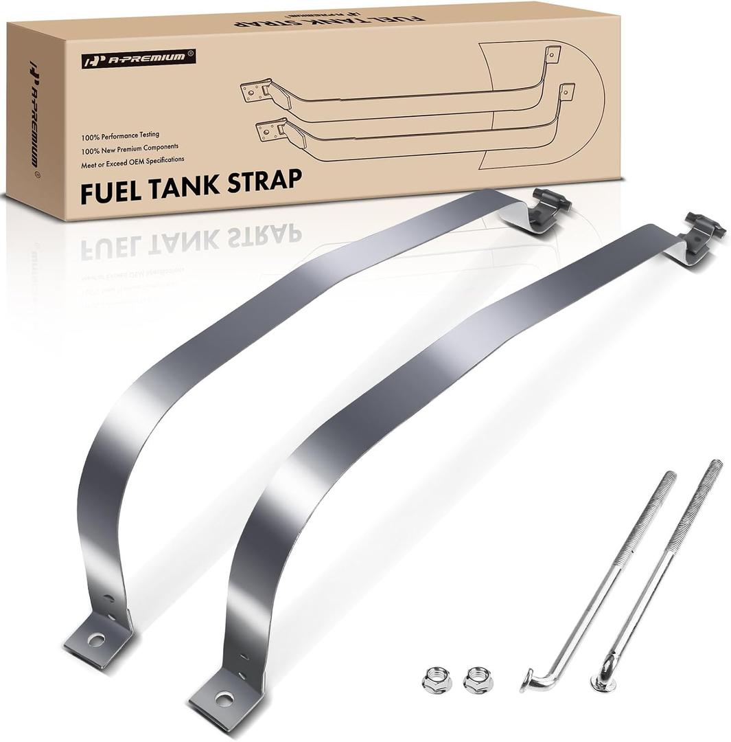 A-Premium Set of 2PCS Fuel Tank Straps Compatible with Jeep Cherokee 1997-2000 (2.5L), 1997-2001 (4.0L), Bolt On, Gray Color, Replace for 52100009, 52100009AB, 52100009AC