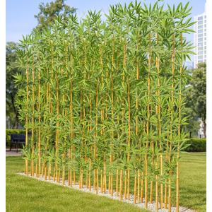 HOUSESET Faux Bamboo Plant Outdoor 10 Pack, Fake Bamboo with Encrypted Leaves for Patio Garden Yard Decor, Privacy Artificial Bambooo Tree (5ft / 152cm)