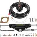 150HP Hydraulic Outboard Steering Kit Boat Marine System for Single Station, Single-Engine use Built-in Two-Way Lock Cylinder, Pump and 26ft High-Strength Nylon Hose