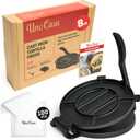 Uno Casa Cast Iron Tortilla Press 8 Inch - Tortilla Maker Press, Pre-Seasoned Roti Maker with 100 Pcs Parchment Paper - Heavy Duty Quesadilla Maker for Homemade Flatbreads, Rotis, Empanadas