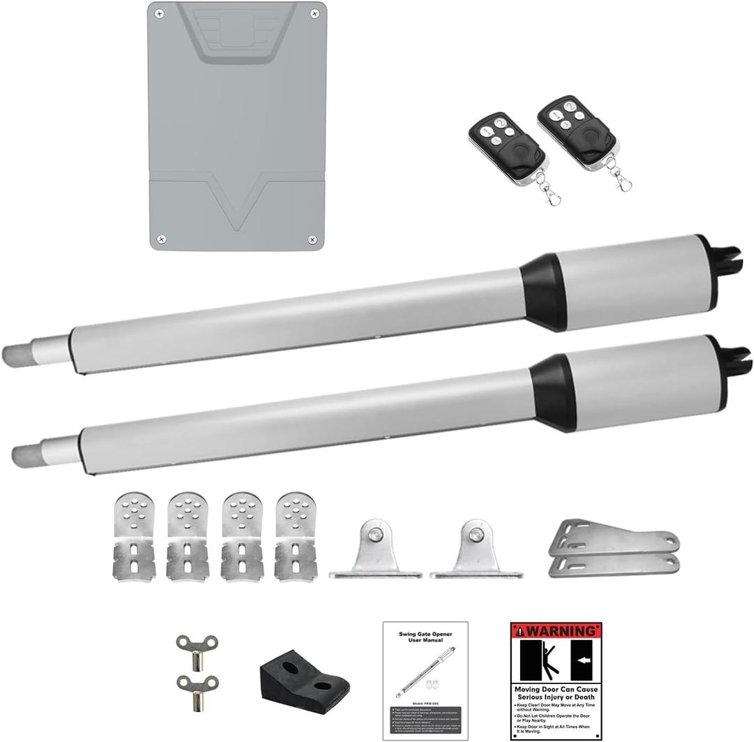 X X-HOUSE PKM-C05 Automatic Gate Opener Kit with Remote Control Kit for Light to Medium Duty Dual Swing Gates, Motor 40W Electric Gate Opener for Dual Swing Gates up to 770 lbs 14ft per Arm AC Powered