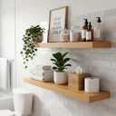 30" Width Floating Shelves, Wall Shelves for Bathroom/Living Room/Bedroom/Kitchen Decor, Oak Shelves with Invisible Brackets Set of 2
