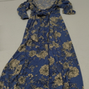 Aphratti Maxi Dresses for Women 2025 Summer Casual 3/4 Sleeve Faux Wrap V Neck Floral Flowy Long Maxi Dress Blue Large