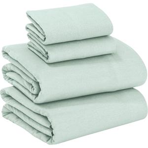 RUVANTI 100% Cotton Flannel Sheets Full Size - 4 Piece Warm, Soft & Breathable, Deep Pocket, Double Brushed Cozy All Season Bedding Set, Mint