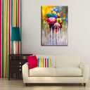 KLVOS Large Canvas Print Wall Art- 24x36 Colorful Umbrella Office Worker Walking in the Rain Canvas Oil Painting Picture Artworks Modern Landscape for Home Wall Decor Ready to Hang