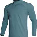 GEMYSE Men's Quarter Zip Pullover Long Sleeve Running Shirt 1/4 Zip Quick Dry Athletic Workout Shirts (Green, XXL)