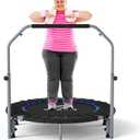 CLORIS 40in Folding Trampoline Mini Rebounder Fitness Trampoline with Adjustable Foam Handle for Kids/Adult, with safty Padded Cover Best Gift for Kids/Adult (40in-Blue-2)