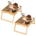 1 Pack Bed Tray Table with Foldable Legs, Bamboo Breakfast Tray for Sofa, Beds, Eating, Working, TV Table, Food, Dinner, Computer Trays, Laptop Desk Snack Folding Trays in Bed
