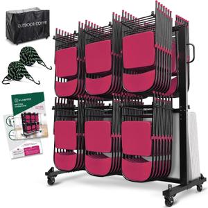 Folding Chair Rack Cart - Storage Dolly With Wheels, Heavy Duty Holder for 84 Chairs or 12 Tables of 900 LBS Capacity - Includes Outdoor Cover