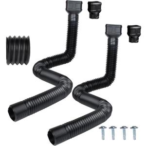 7ft Long Gutter Downspout Extensions, 3.1" OD Gutter Downspout Extender Pipe for 2"3" Downspout and 3"4"Downspout, Flexible Pipe Stretched Length 7ft, Black,2-Pack