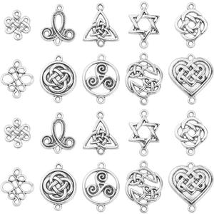 KitBeads 100pcs Mixed Styles Trinity Knot Charms Tibetan Wiccan Flower Connector Charms Antique Silver Celtic Knot Charms for Jewelry Making Bulk, Celtic Knots-100pcs-10 Styles