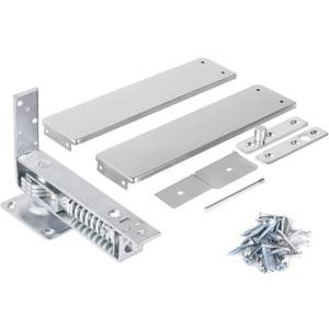 Double Action Spring Hinge, Includes Cover Plates, Stainless Steel Spring Pivot Hinge for Wood Door, Self-Closing Door Hardware with Adjustable Telescoping Shaft, Silver 