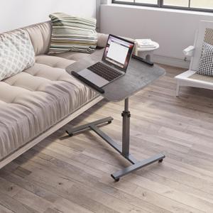 Laptop Table Mobile Adjustable Height Laptop Stand Portable Desk Notebook Swivel Laptop Desk Rolling Desk Laptop Table Laptop Stand for Couch Hospital Bed Table (Oak Grey)