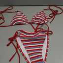 GORGLITTER Women's Striped High Waisted Bikini Sets Cute Cheeky Triangle String Thong Swimsuit Bathing Suit 2 Piece (M)