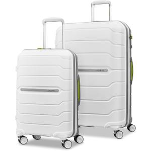 Samsonite Freeform 2-Piece Luggage Set - Carry-On & Large Checked Luggage with Dual Spinner Wheels - Durable Polypropylene Hardshell - TSA Lock, Airline-Approved - Expandable Hard Shell - White/Grey, 20"L x 13"W x 27.6"H
