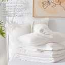 CozyLux Full Size Comforter Sets with Sheets 7 Pieces, White Seersucker Bed in a Bag Textured Luxury Soft Bedding Set with Down Alternative Comforter, Sheets, Pillowcases & Shams for All Seasons