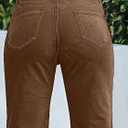 Flamingals Women's Wide Leg Pants for Women Mid Waist Dress Flare Straight Leg Corduroy Pants Work 31" Inseam Trouser (Brown, XL)