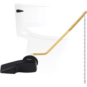 Universal Side Mount Metal Toilet Handle Replacement Kit Compatible with American Standard/Mansfield/Gerber/TOTO/Kohler Toilet, Toilet Tank Flusher Lever with Flapper Chain, Matte Black