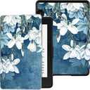 BOZHUORUI Slim Case for Kindle Voyage eReader - Lightweight Premium PU Leather Cover with Auto Sleep/Wake (Magnolia)