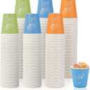 LITOPAK 600 Pack 5 oz Disposable Paper Cups, Colorful Disposable Mouthwash Cups, Small Disposable Cups, Mini Paper Cups for Parties, Picnics, Barbecues, Travel and Events (5OZ-orange&blue&green)