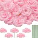 50 Pcs Rose Flower Head, Artificial Flowers Bulk for DIY Crafts, 3in Fake Rose Silk Flower Head wit Stem, Faux Flowers for Decoration, Wedding Home Party Decor Garland Decor (50, Pink)