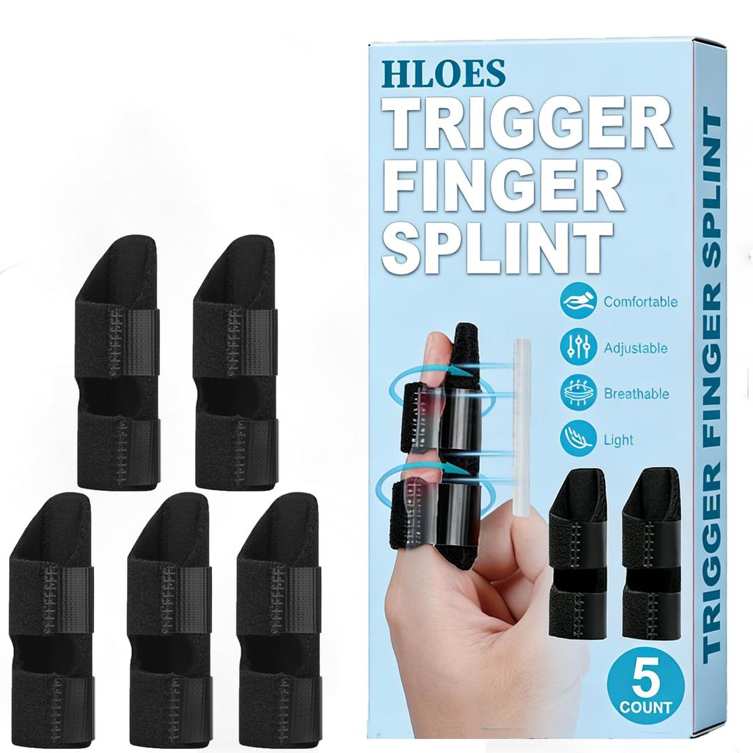 5PCS Trigger Finger Splint, Finger Braces Joint Stabilizer, Adjustable Mallet Splint and Hand Brace, Finger Straightener for Arthritis Fits Thumb, Index, Middle, Ring and Pinky Finger 5PCS