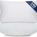 OKBA Set of 2 Throw Pillow Inserts, Hypoallergenic Soft & Firm Cushions with 100% Cotton Cover, 12x20 Pillows Filler for Side Sleepers, Sofa, Bed and Home Decor, Indoor Quality Hotel Pillows (12x20 Inch (Pack of 2)-1CM Stripe)