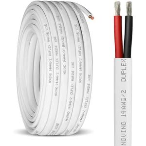 14 Gauge Marine Wire,100ft 14 AWG 14/2 Duplex Marine Grade Wire Tinned Copper Boat Electrical Cable for Automotive Boat Speakers RV Solar Outdoor