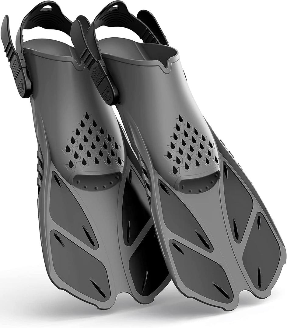 Greatever Snorkel Fins Adjustable Buckles Open Heel Swim Flippers Travel Size Short Swim Fins for Snorkeling Diving Swimming Adult Men Womens 
Size: S/M(Adult US Size 4.5-8.5)