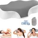Bespilow Travel Cervical Pillow for Sleeping, Small Memory Foam Neck Pillow with Cooling Washable Cover, Compact Ergonomic Neck Support Travel Pillow for Car Camping, RV, Road Trip & Passenger Seat