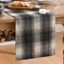 Artoid Mode Dark Blue Brown Farmhouse Plaid Table Runner,Winter Rustic Holiday Check Kitchen Dining Table Decoration for Home Party Decor 13x36 Inch