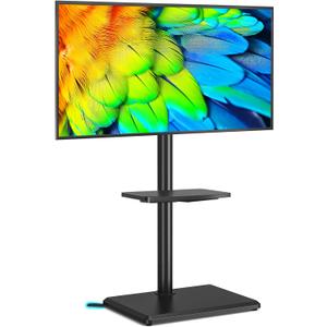 Rfiver Swivel Floor TV Stand with Mount for 32-60 Inch TVs up to 88lbs, Height Adjustable TV Mount with Wood Base & Shelf, Space-Saving Design Tall TV Stands for Living Room, Bedroom, Corner