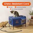 Outdoor Heated Cat House for Outside Cats Winter, 25'' Exceptional Thermal and Weatherproof, Outdoor Feral Cat Shelter with Waterproof Eaves & Magnetic Escape Door for Feral Barn Cat Kitty (Dark blue)