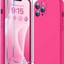 BossKiss Compatible with iPhone 13 Pro Max Case, Premium Liquid Silicone Case [Velvety Touch] [2 Pcs 9H Tempered Glass Screen Protector], Camera All-Round Protection Shockproof Kit Case, Hot Pink